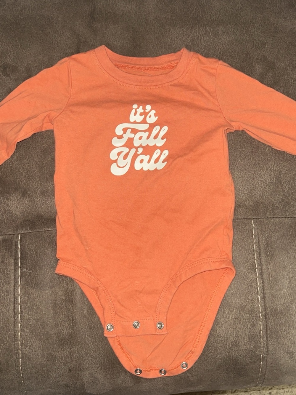 Carter's Orange Long-Sleeve One-Piece with White "It's Fall Y'all" Script